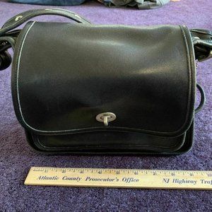 Coach Vintage Black Leather Crossbody Shoulder Bag